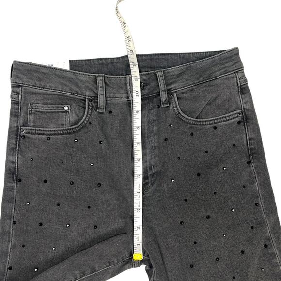 H&M & Denim Jeans Slim Ankle High-Waist Washed Black Grey Studded NEW Women's 30 - Picture 6 of 14